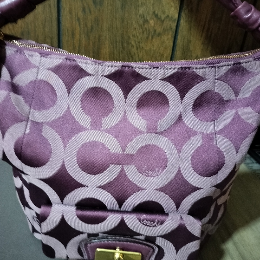 Coach Purple Signature Jacquard Hobo Bag